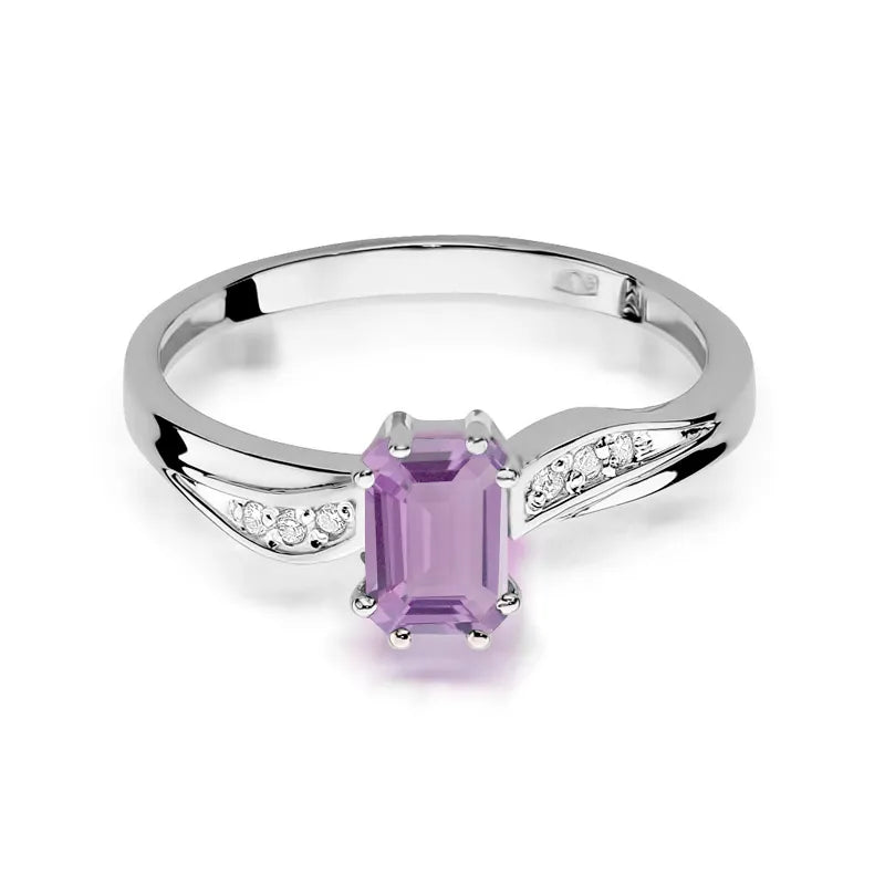 Goldring mit 0,50 ct Amethyst und 0,03 ct Diamanten