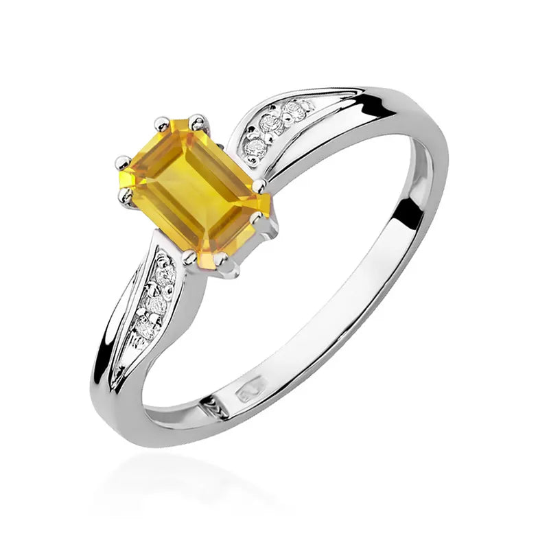 Goldring mit 0,60 ct Citrin und 0,03 ct Diamanten