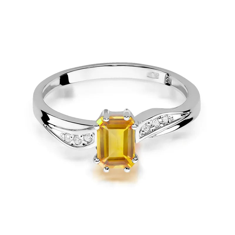 Goldring mit 0,60 ct Citrin und 0,03 ct Diamanten