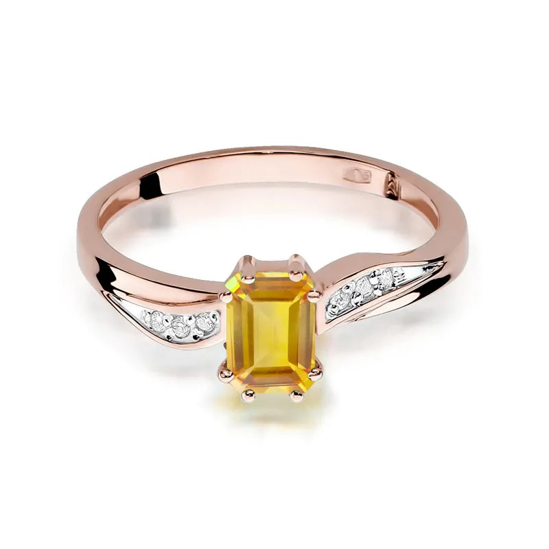 Goldring mit 0,60 ct Citrin und 0,03 ct Diamanten