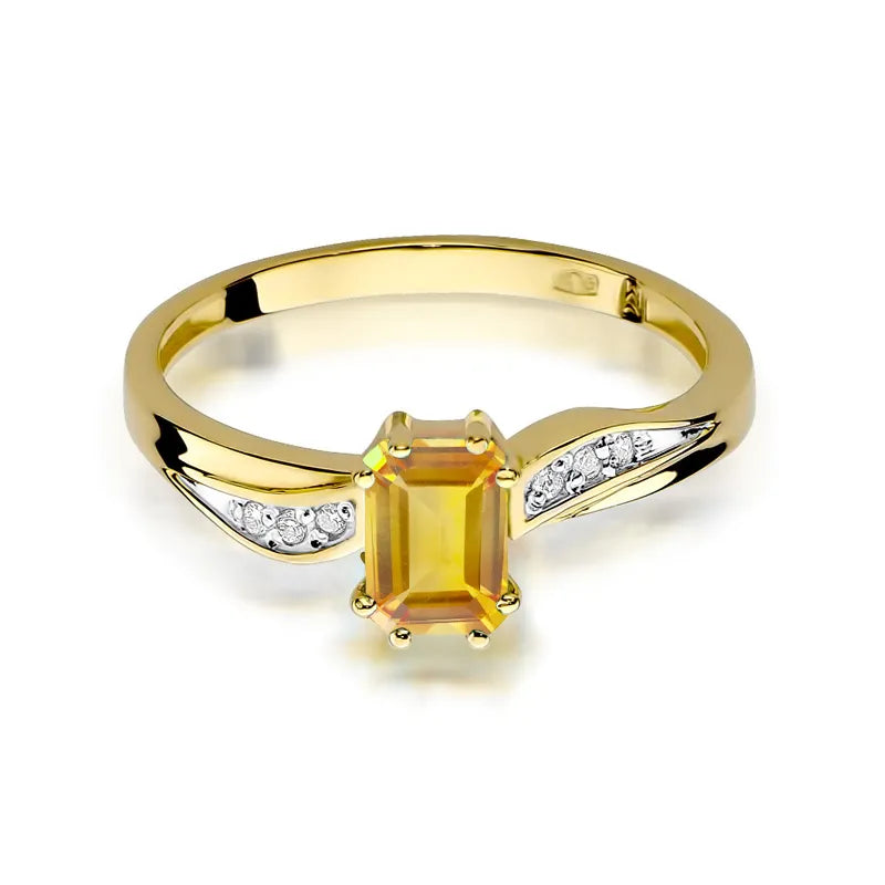 Goldring mit 0,60 ct Citrin und 0,03 ct Diamanten