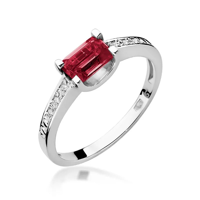 Goldring mit 0,80 ct Rubin und 0,03 ct Diamanten