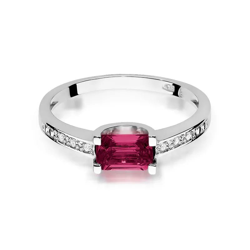 Goldring mit 0,80 ct Rubin und 0,03 ct Diamanten