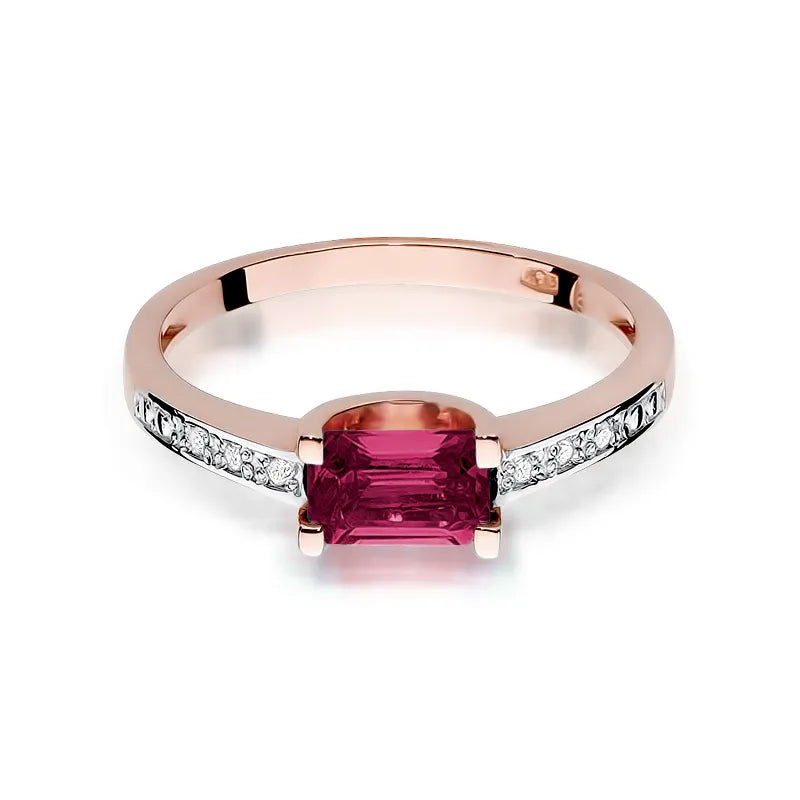 Gold Ring with 0.80ct Ruby and 0.03ct Diamonds