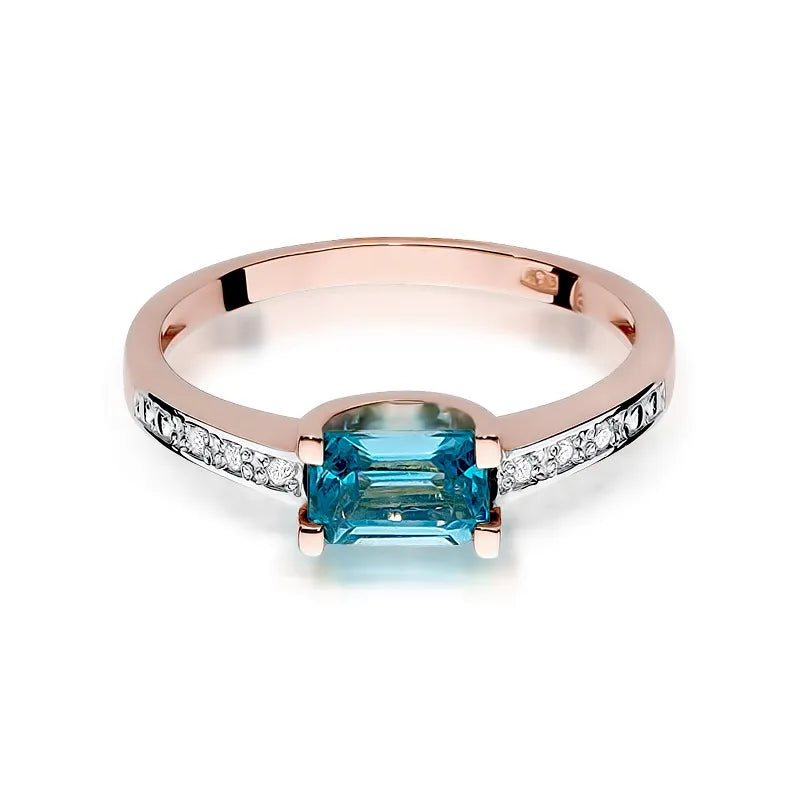 Gold Ring with 0.65ct Topaz and 0.03ct Diamonds