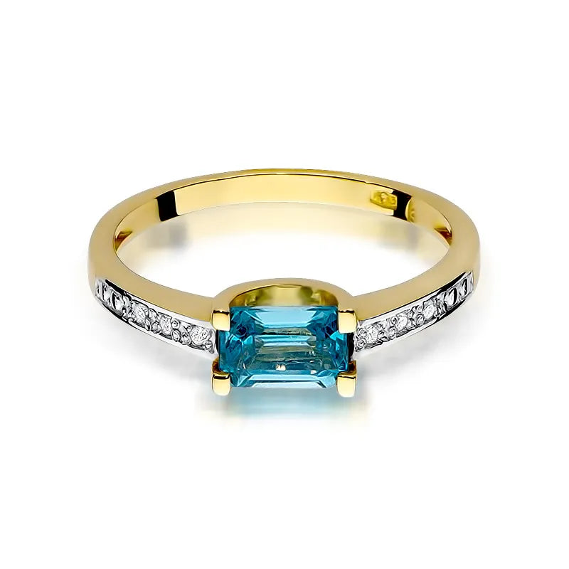 Gold Ring with 0.65ct Topaz and 0.03ct Diamonds