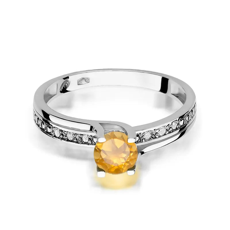 Goldring mit 0,50 ct Citrin und 0,03 ct Diamanten
