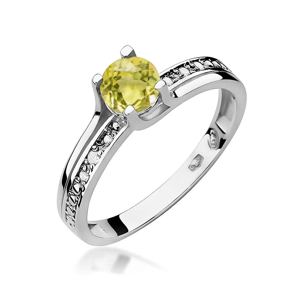 Goldring mit 0,60 ct Olivin und 0,03 ct Diamanten