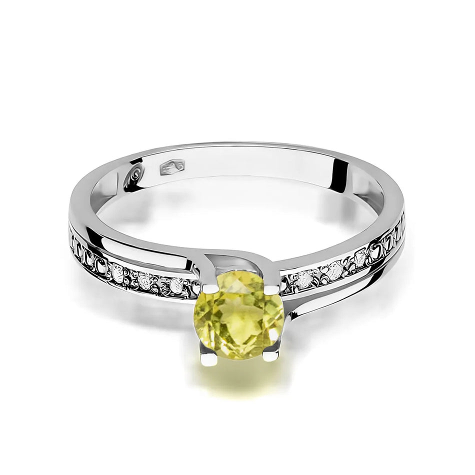 Goldring mit 0,60 ct Olivin und 0,03 ct Diamanten