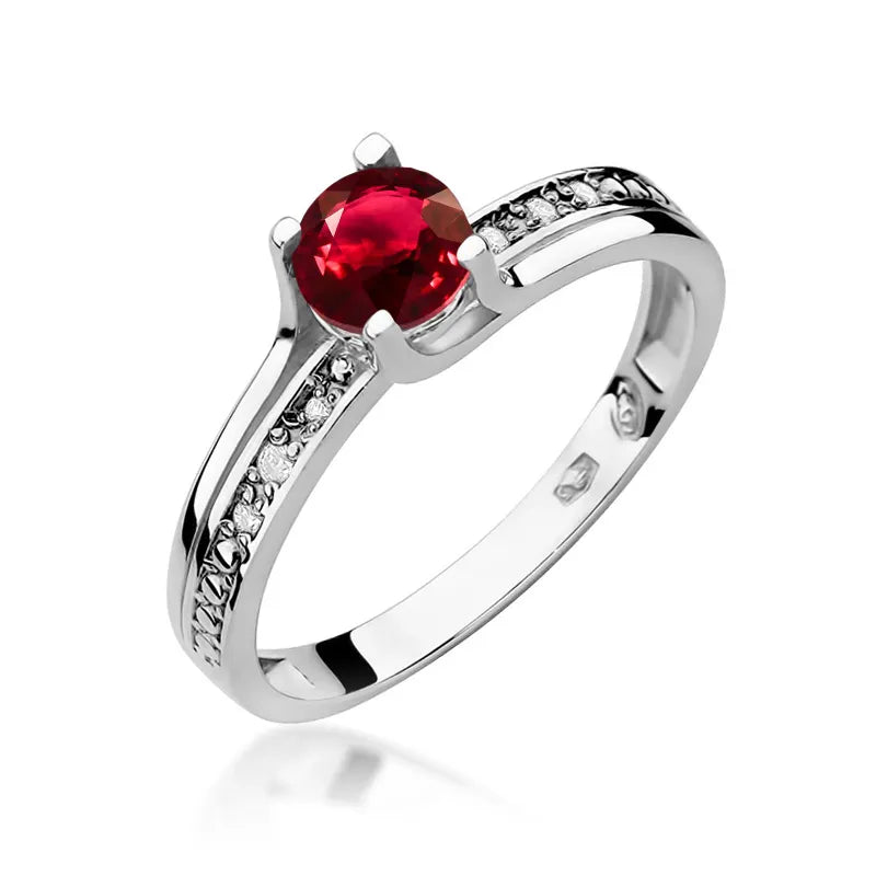 Goldring mit 0,60 ct Rubin und 0,03 ct Diamanten
