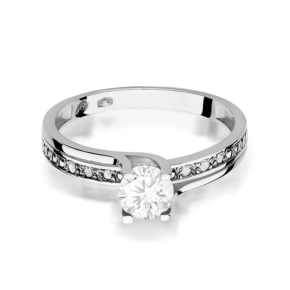 Goldring mit 0,60 ct weißem Saphir und 0,03 ct Diamanten