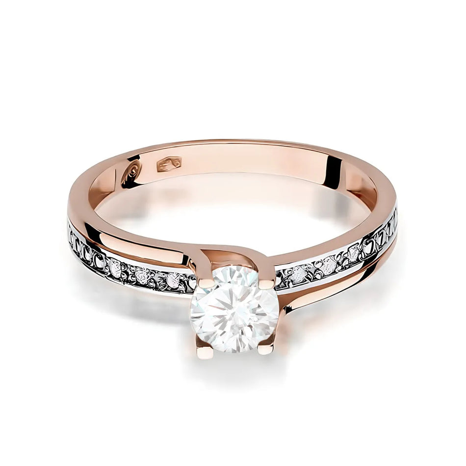 Goldring mit 0,60 ct weißem Saphir und 0,03 ct Diamanten