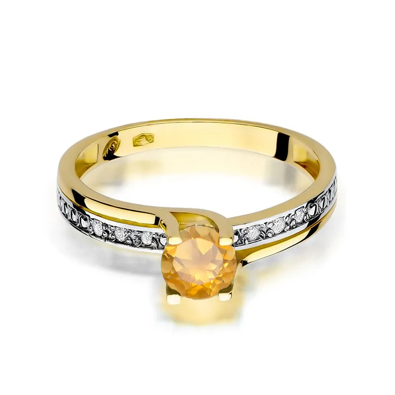 Goldring mit 0,50 ct Citrin und 0,03 ct Diamanten