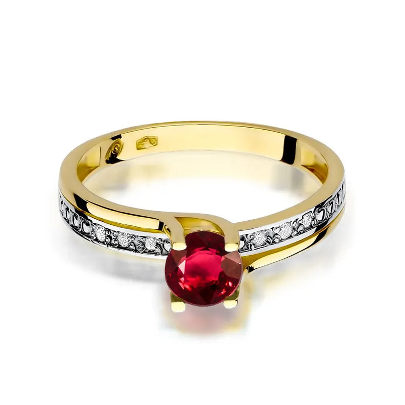 Goldring mit 0,60 ct Rubin und 0,03 ct Diamanten