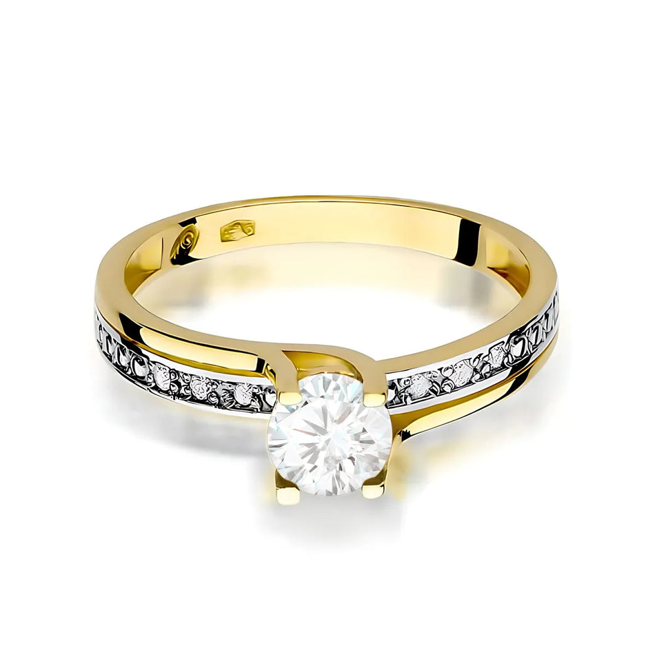 Goldring mit 0,60 ct weißem Saphir und 0,03 ct Diamanten