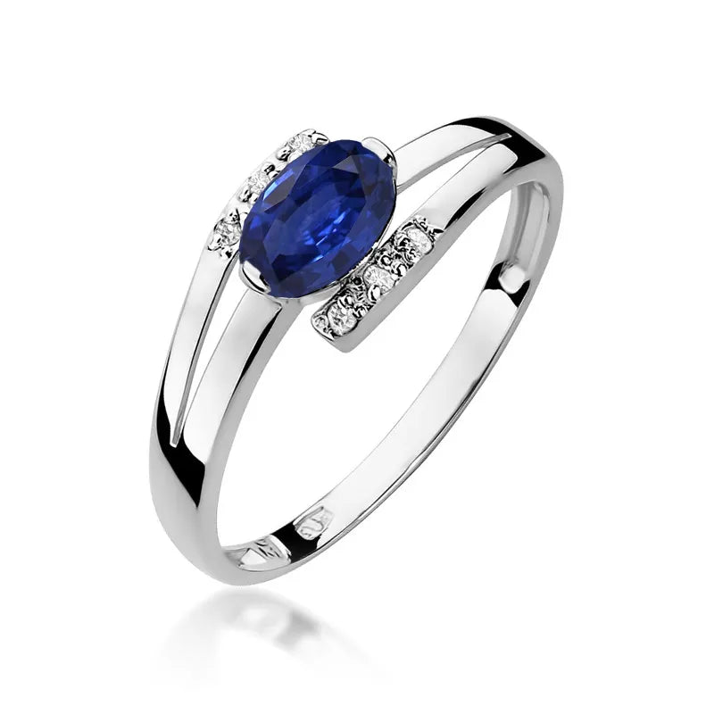 Goldring mit 0,70 ct Saphir und 0,052 ct Diamanten