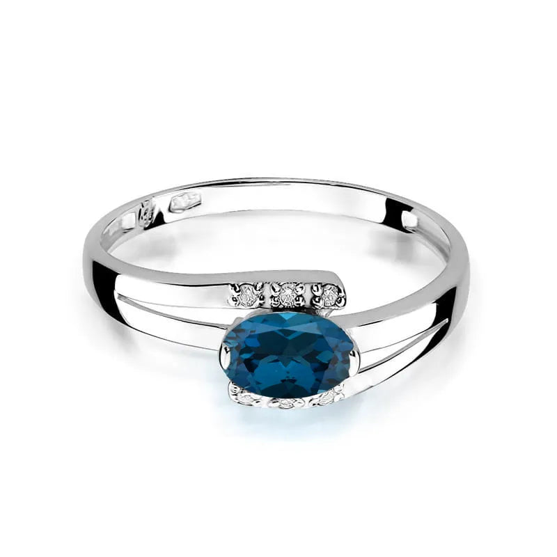 Goldring mit 0,50 ct London Blue Topas und 0,052 ct Diamanten