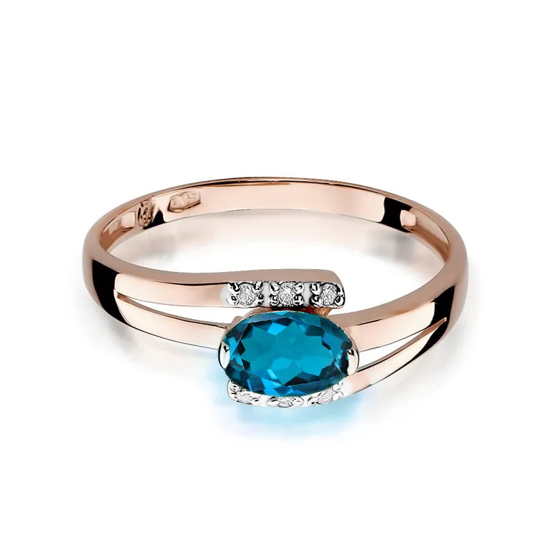 Gold Ring with 0.50ct Topaz London Blue and 0.052ct Diamonds