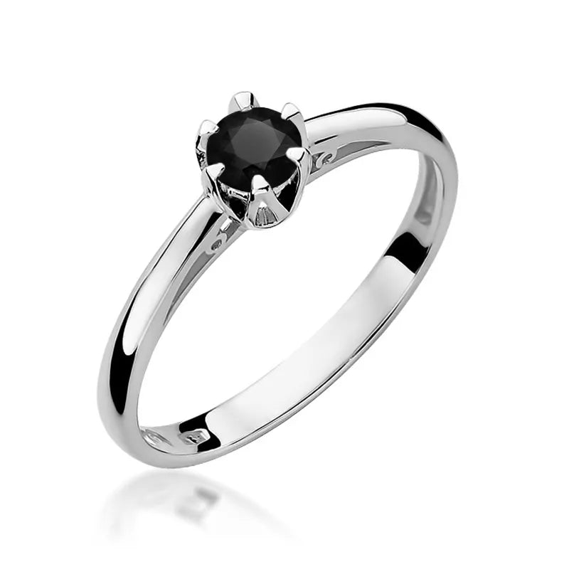 Goldring mit 0,20 ct schwarzem Diamant