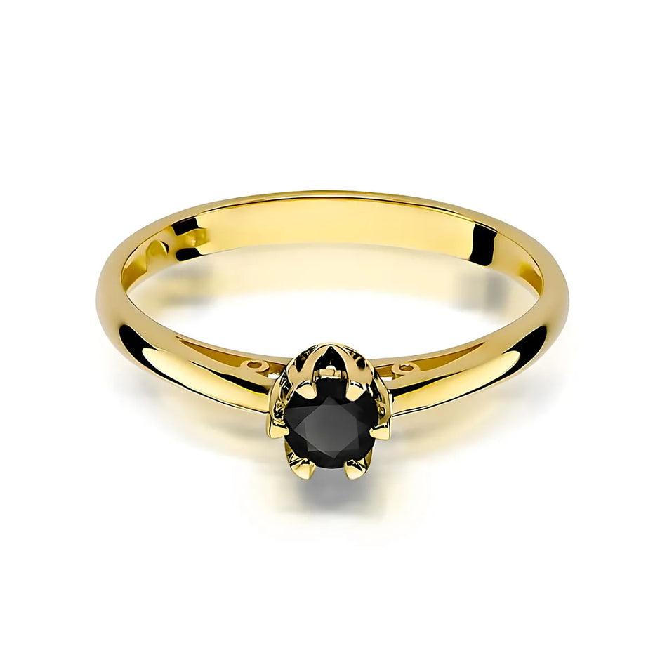 Gold Ring with 0.20ct Black diamond