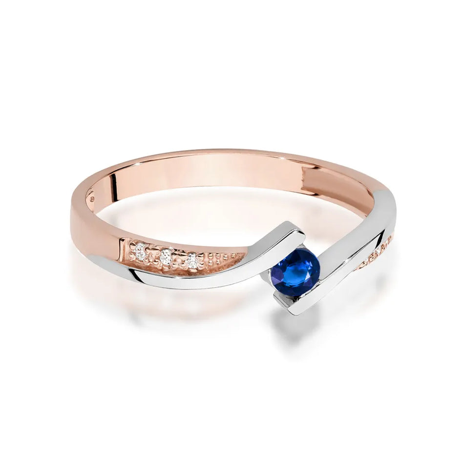 Gold Ring with 0.15ct Sapphire and 0.03ct Diamonds