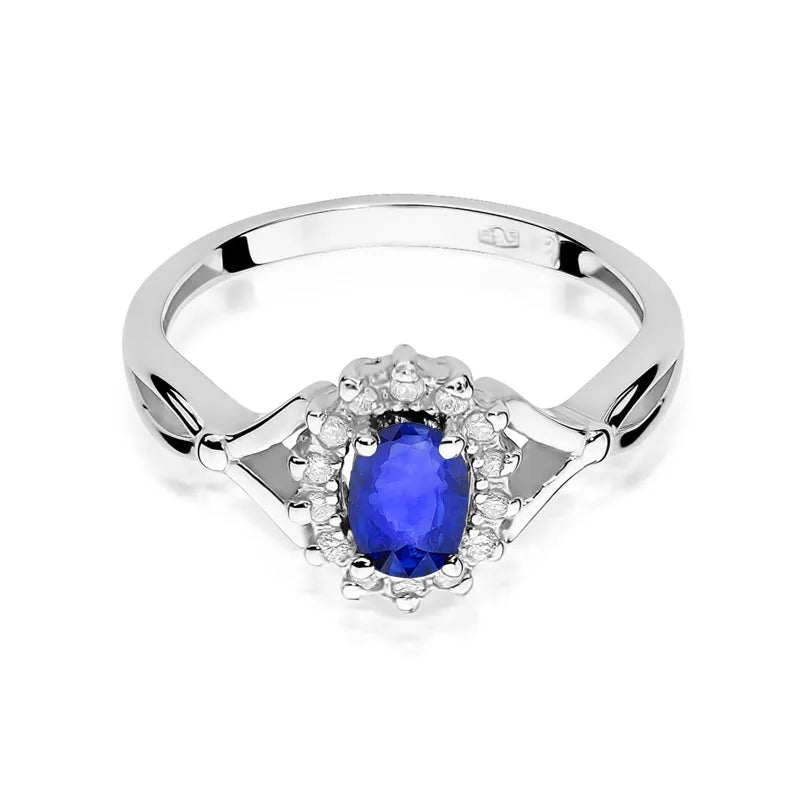 Goldring mit 0,70 ct Saphir und 0,12 ct Diamanten