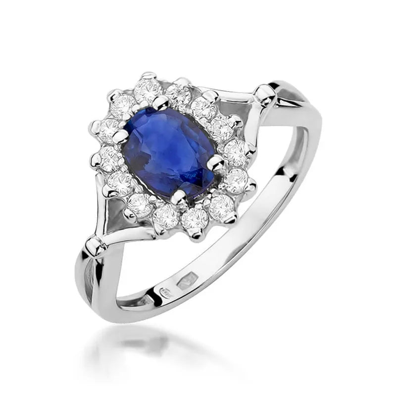 Gold Ring with 0.90ct Sapphire and 0.28ct Diamonds