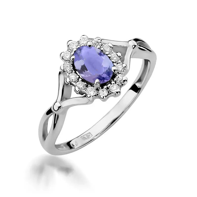 Goldring mit 0,40 ct Tansanit und 0,12 ct Diamanten