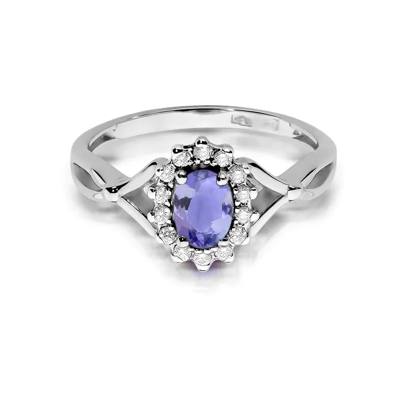 Goldring mit 0,40 ct Tansanit und 0,12 ct Diamanten