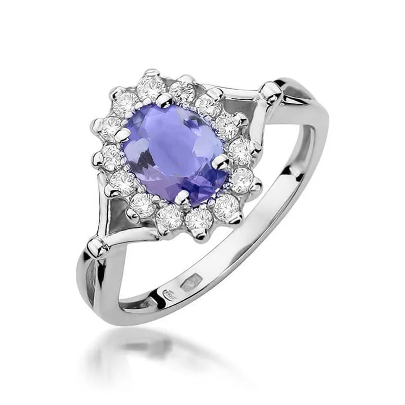 Goldring mit 0,70 ct Tansanit und 0,28 ct Diamanten