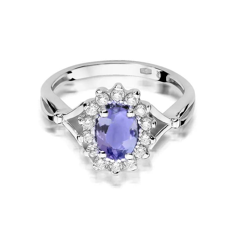 Goldring mit 0,70 ct Tansanit und 0,28 ct Diamanten