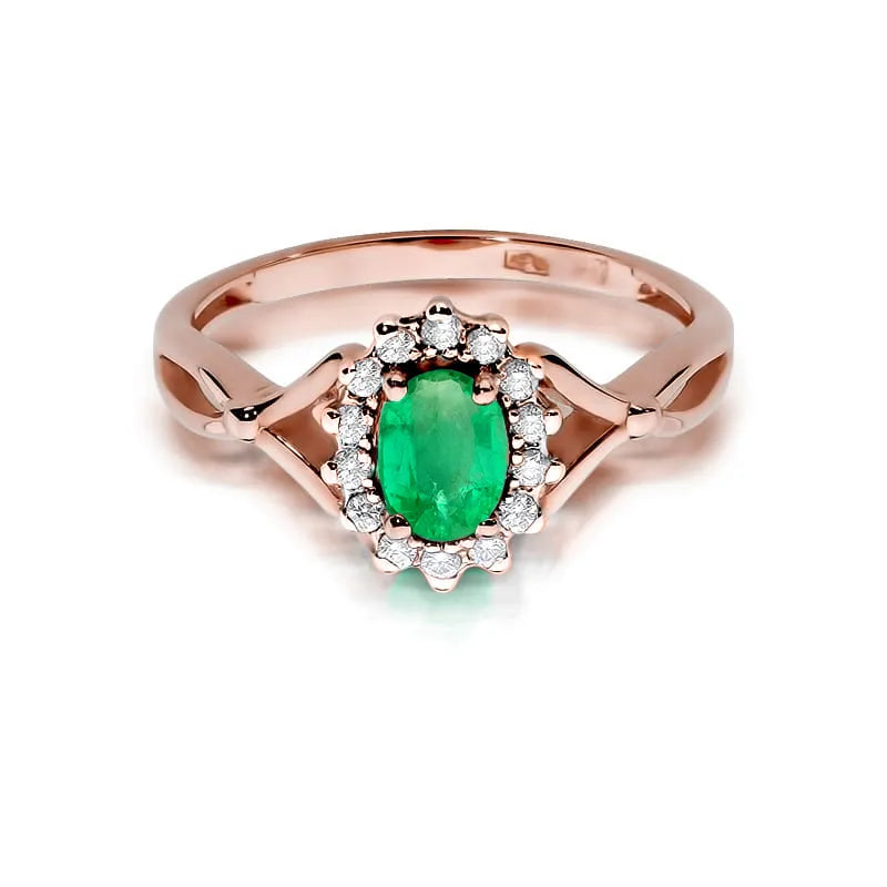 Gold Ring with 0.40ct Emerald and 0.12ct Diamonds
