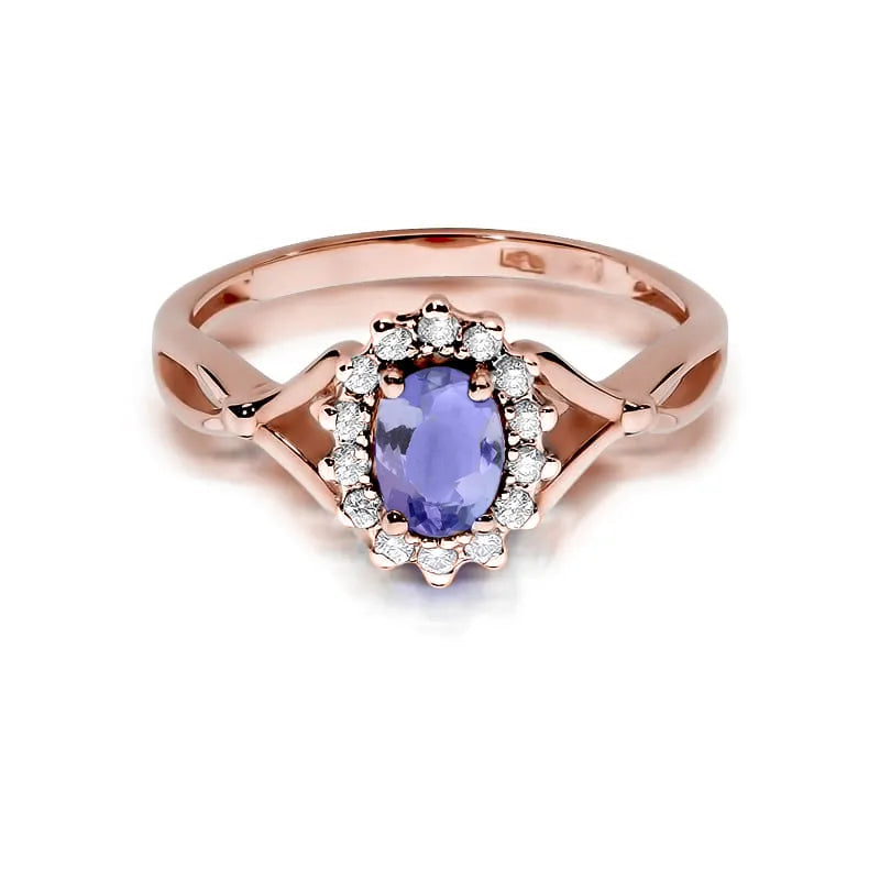 Goldring mit 0,40 ct Tansanit und 0,12 ct Diamanten