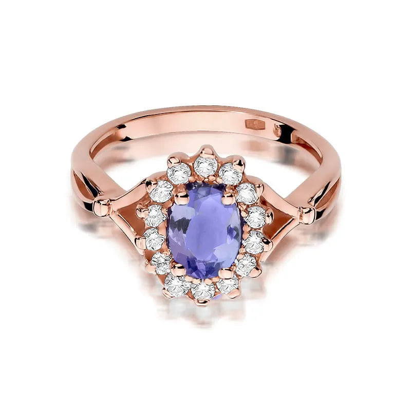 Goldring mit 0,70 ct Tansanit und 0,28 ct Diamanten