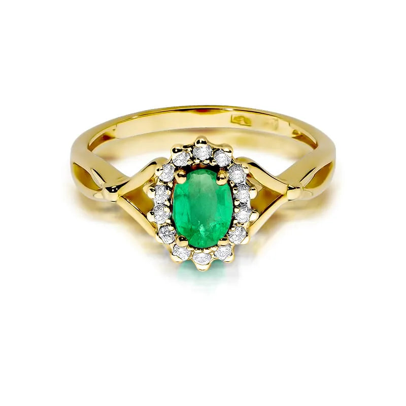 Gold Ring with 0.40ct Emerald and 0.12ct Diamonds