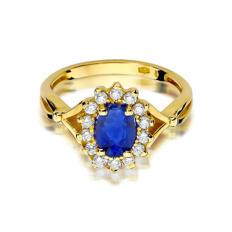 Gold Ring with 0.90ct Sapphire and 0.28ct Diamonds