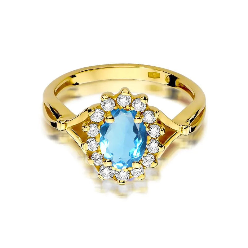 Gold Ring with 0.90ct Topaz and 0.28ct Diamonds