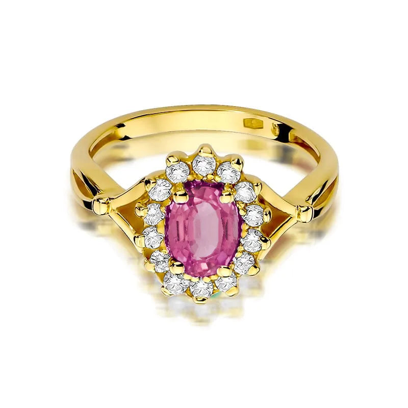 Gold Ring with 0.50ct Pink topaz and 0.28ct Diamonds