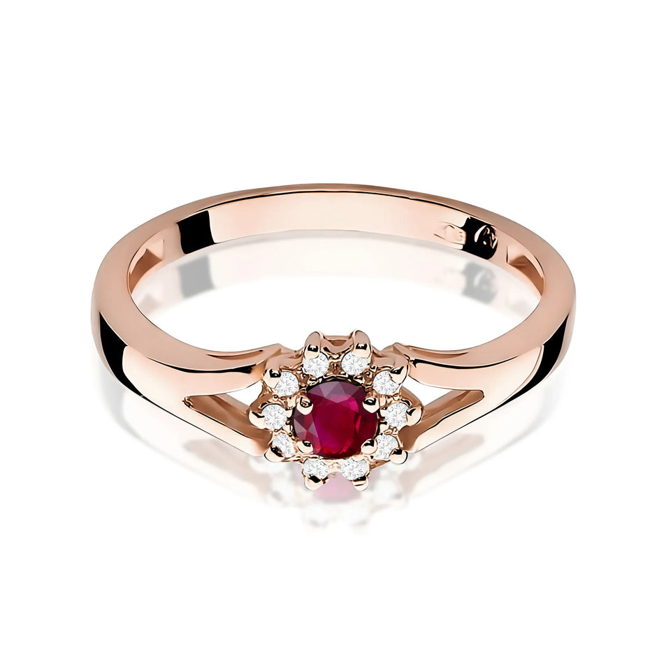 Gold Ring with 0.15ct Ruby and 0.086ct Diamonds
