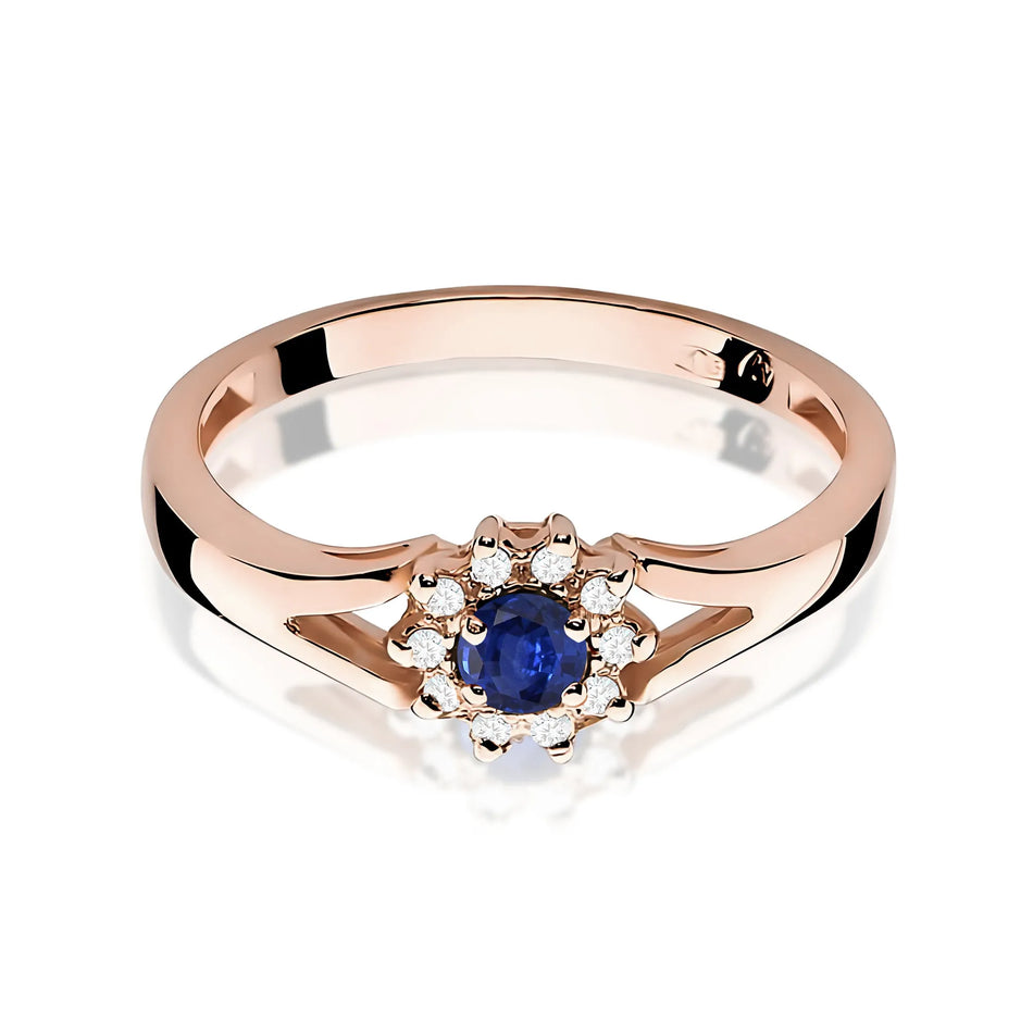 Gold Ring with 0.15ct Sapphire and 0.086ct Diamonds