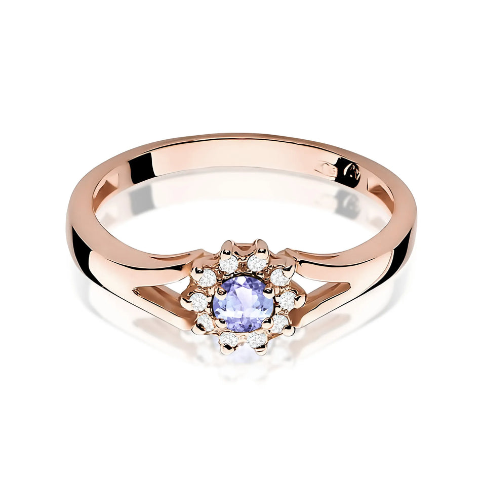 Gold Ring with 0.15ct Tansanit and 0.086ct Diamonds