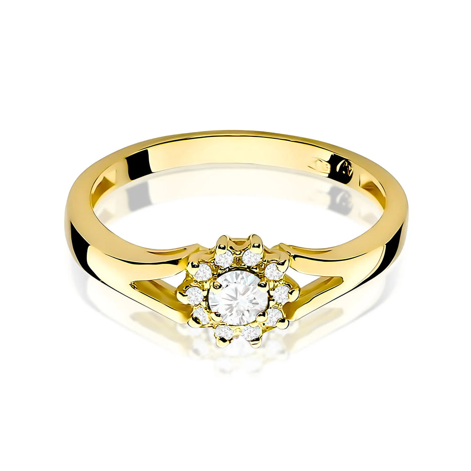 Goldring mit 0,10 ct und 0,086 ct Diamanten