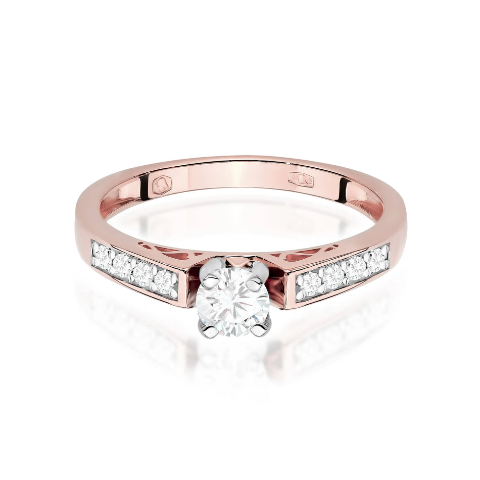 Goldring mit 0,30 ct und 0,116 ct Labor-Diamanten