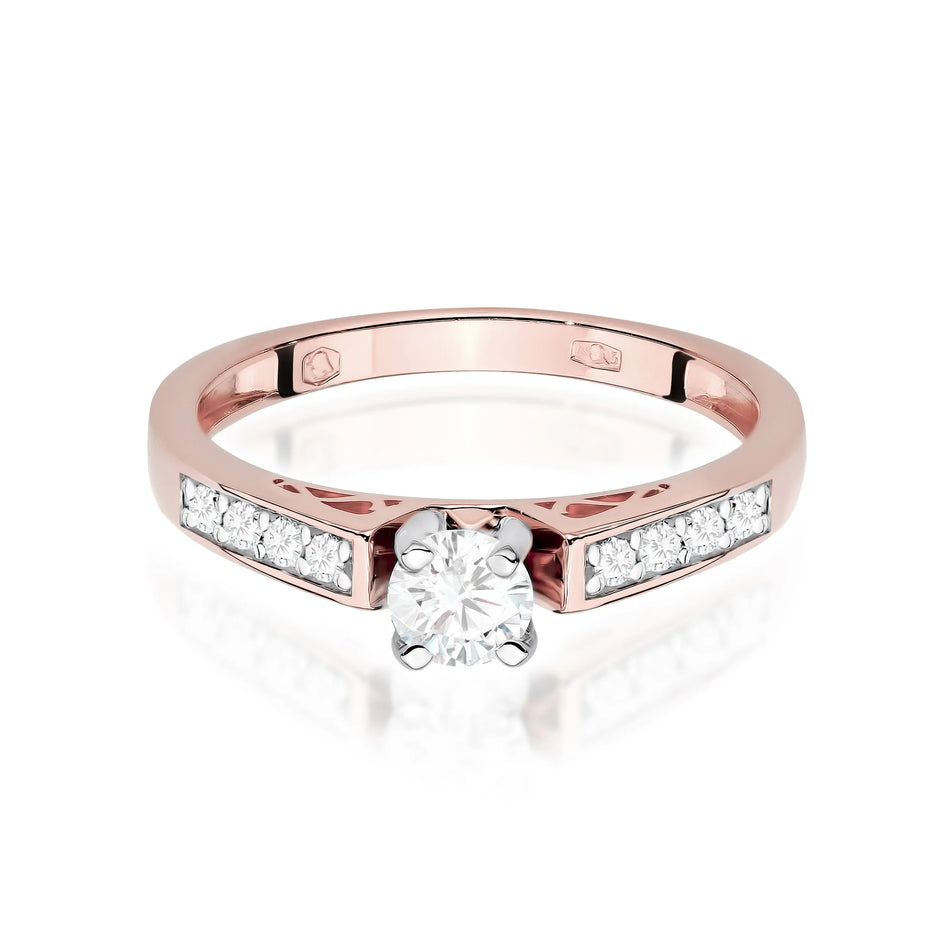 Goldring mit 0,30 ct und 0,116 ct Diamanten