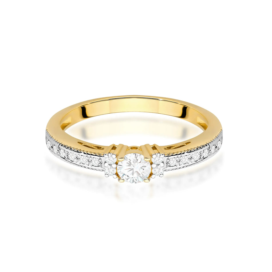Goldring mit 0,13 ct und 0,104 ct Diamanten
