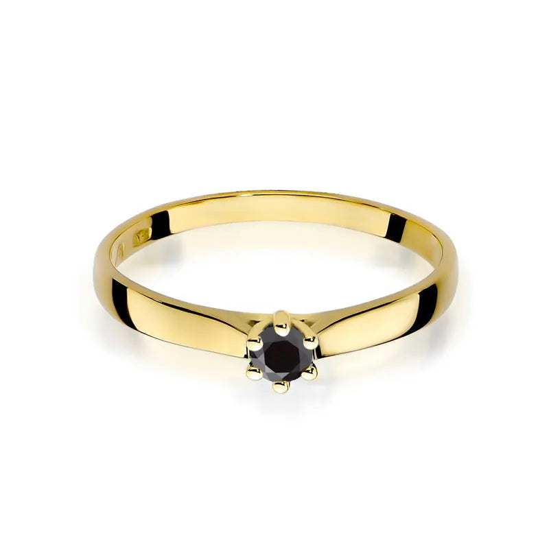 Gold Ring with 0.12ct Black diamond