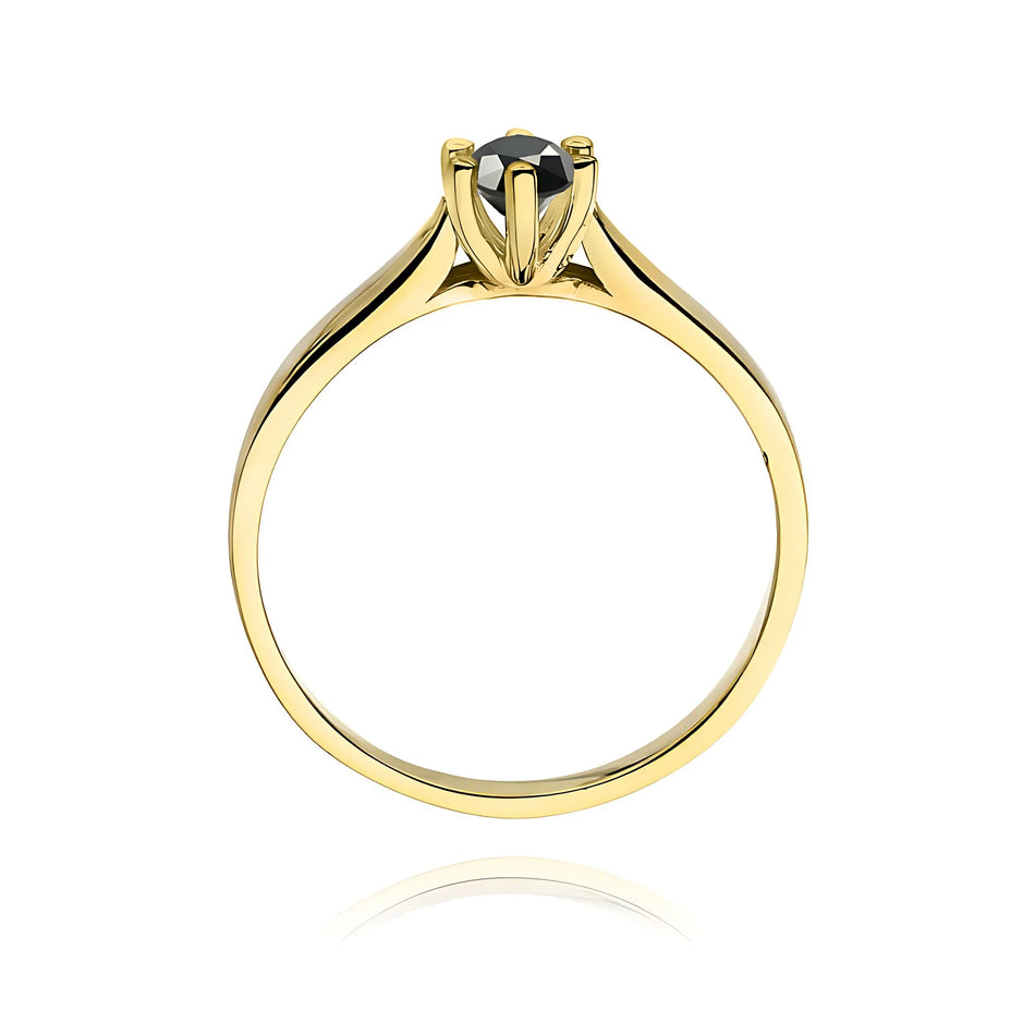 Goldring mit 0,30 ct schwarzem Diamant