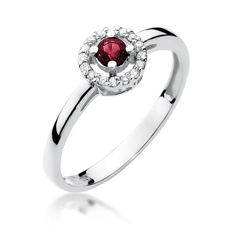 Goldring mit 0,15 ct Rubin und 0,08 ct Diamanten