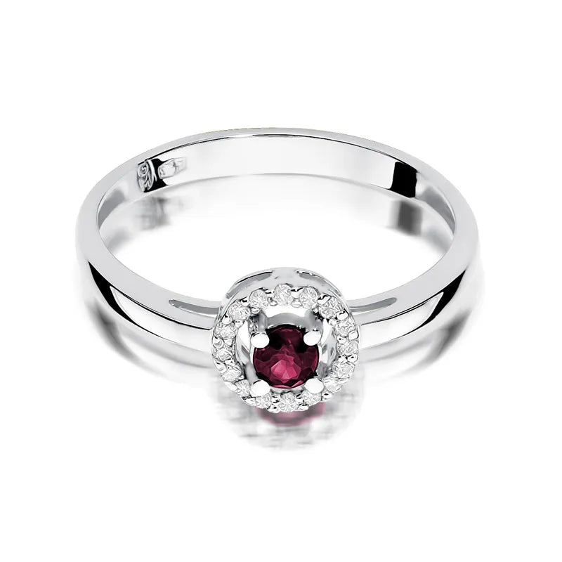 Goldring mit 0,15 ct Rubin und 0,08 ct Diamanten
