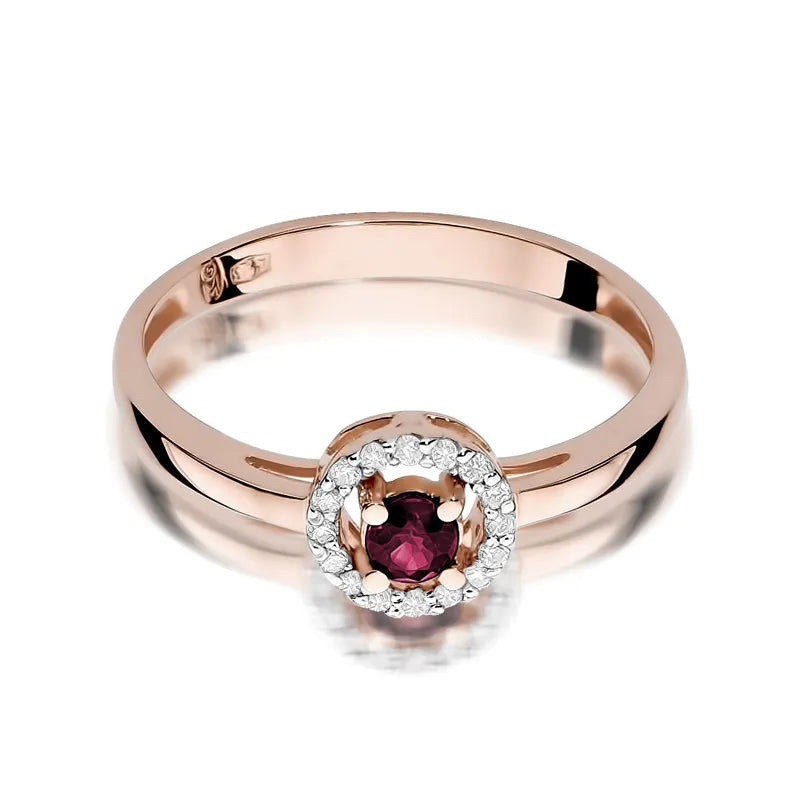 Goldring mit 0,15 ct Rubin und 0,08 ct Diamanten
